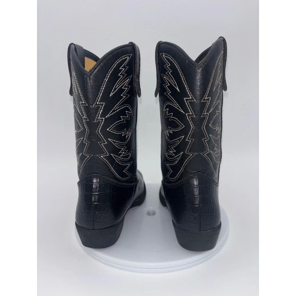 SMARTFIT Black Cowboy Boots Western Cowgirl Kid Croc Crocodile Toddler Little 13